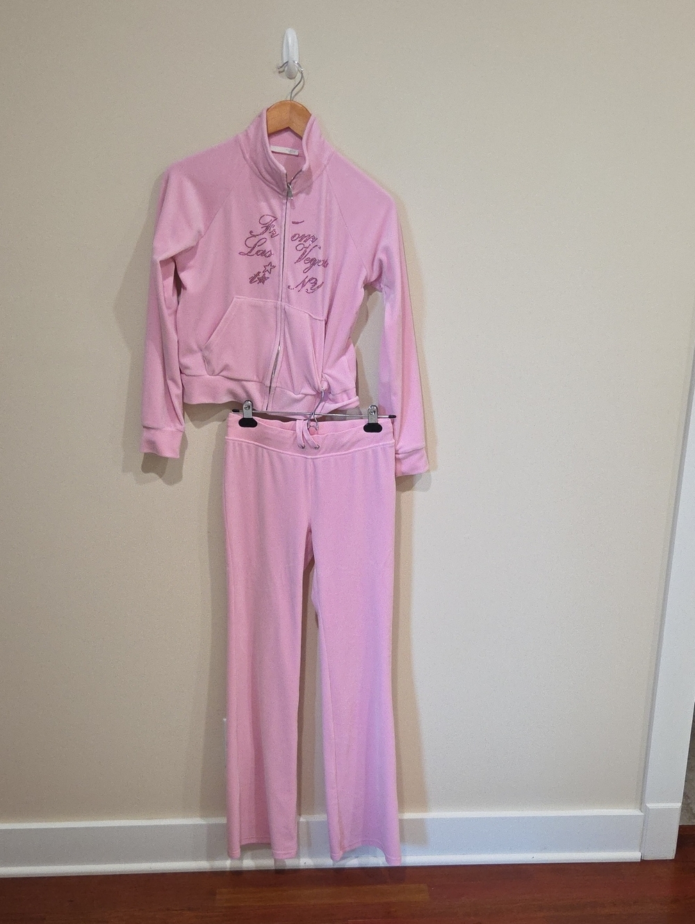 Zara Light Pink Velour Track Jacket and Pants Set